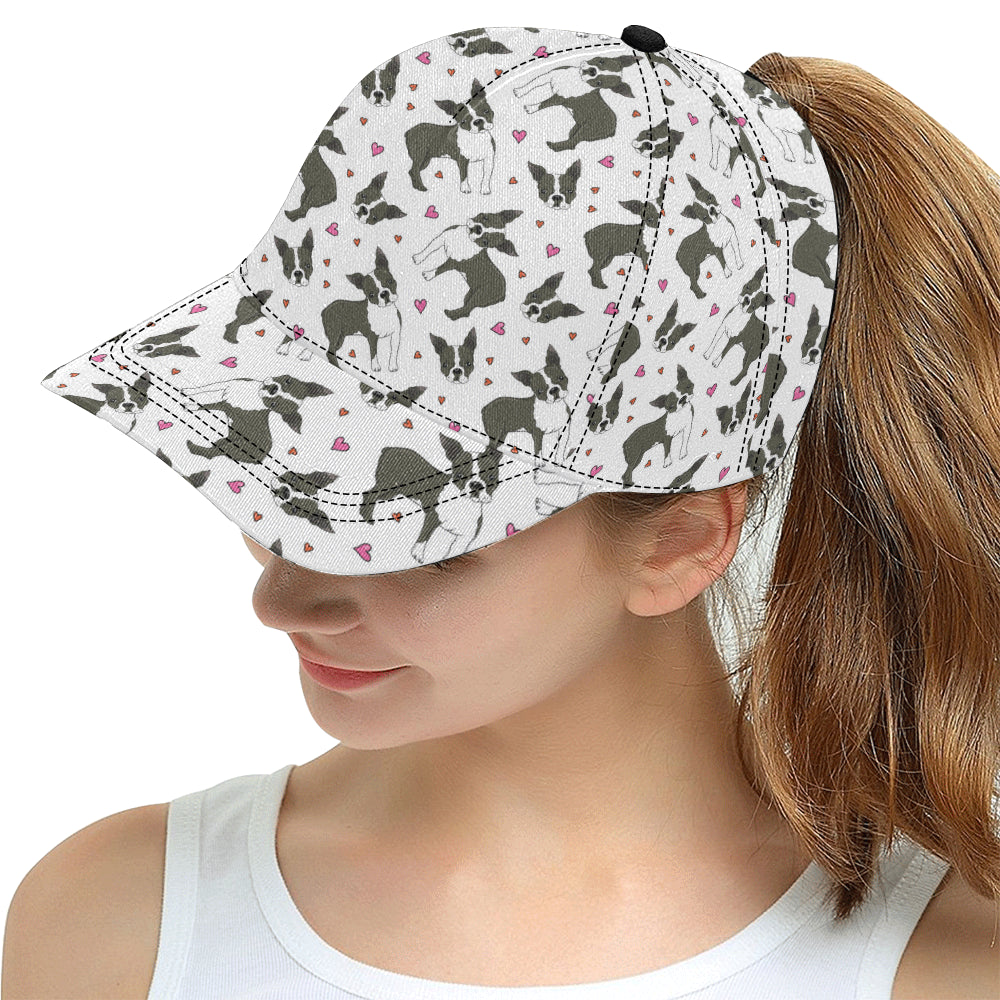 Boston terrier dog hearts vector pattern All Over Print Snapback Cap