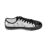 Airplane cloud grey background Kids' Boys' Girls' Low Top Canvas Shoes Black