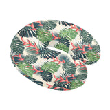 heliconia flowers, palm and monstera leaves U-Shaped Travel Neck Pillow