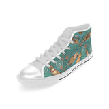 cute brown sea otters ornamental seaweed corals gr Men's High Top Canvas Shoes White