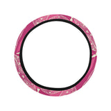 Beautiful dragonfly pink background Car Steering Wheel Cover