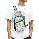Hand drawn pizza blue background All Over Print Chest Bag