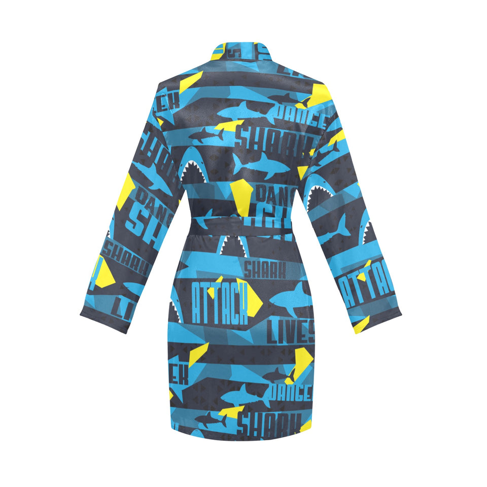 Shark dangerous Women's Long Sleeve Belted Night Robe