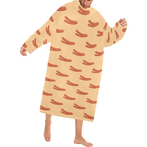 Sausage Pattern Print Design 03 Blanket Robe with Sleeves