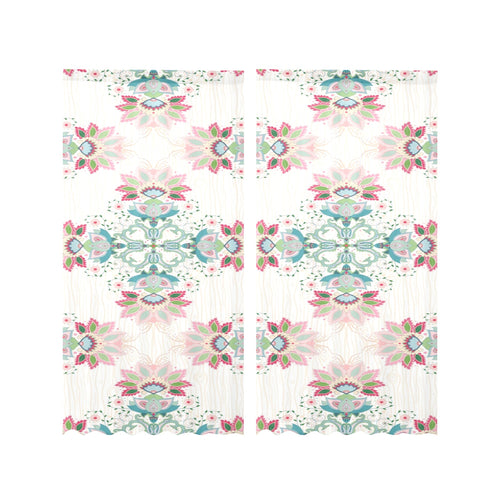 Square floral indian flower pattern Gauze Curtain