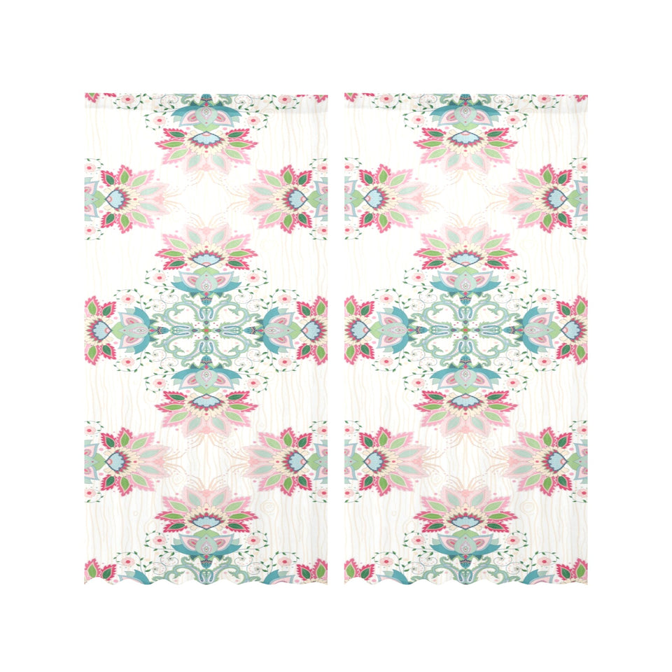 Square floral indian flower pattern Gauze Curtain