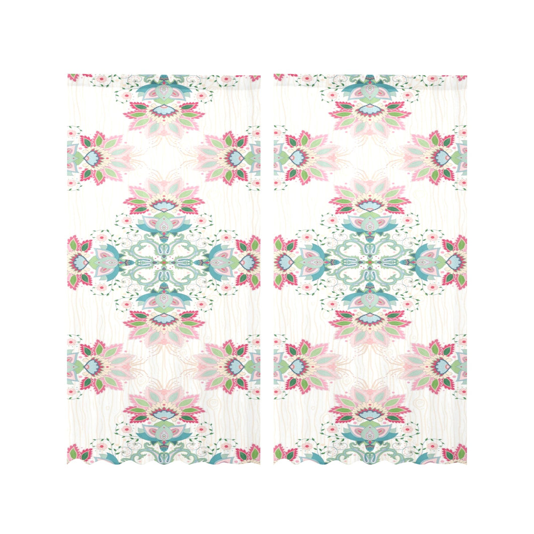 Square floral indian flower pattern Gauze Curtain