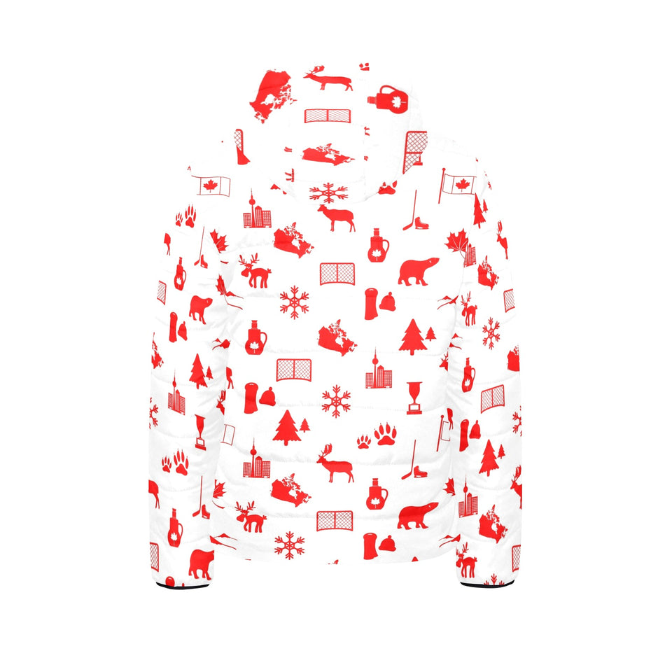 Canada Pattern Print Design 04 Kids' Boys' Girls' Padded Hooded Jacket