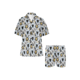 Lion Pattern Print Design 05 Women's V-Neck Short Pajama Set