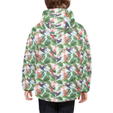 Hummingbird Pattern Print Design 05 Kids' Boys' Girls' Padded Hooded Jacket