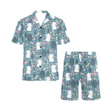 Cute rabbit pattern Men's V-Neck Short Pajama Set
