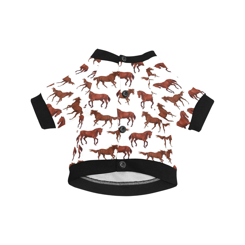 Horses running pattern background All Over Print Pet Dog Round Neck Fuzzy Shirt