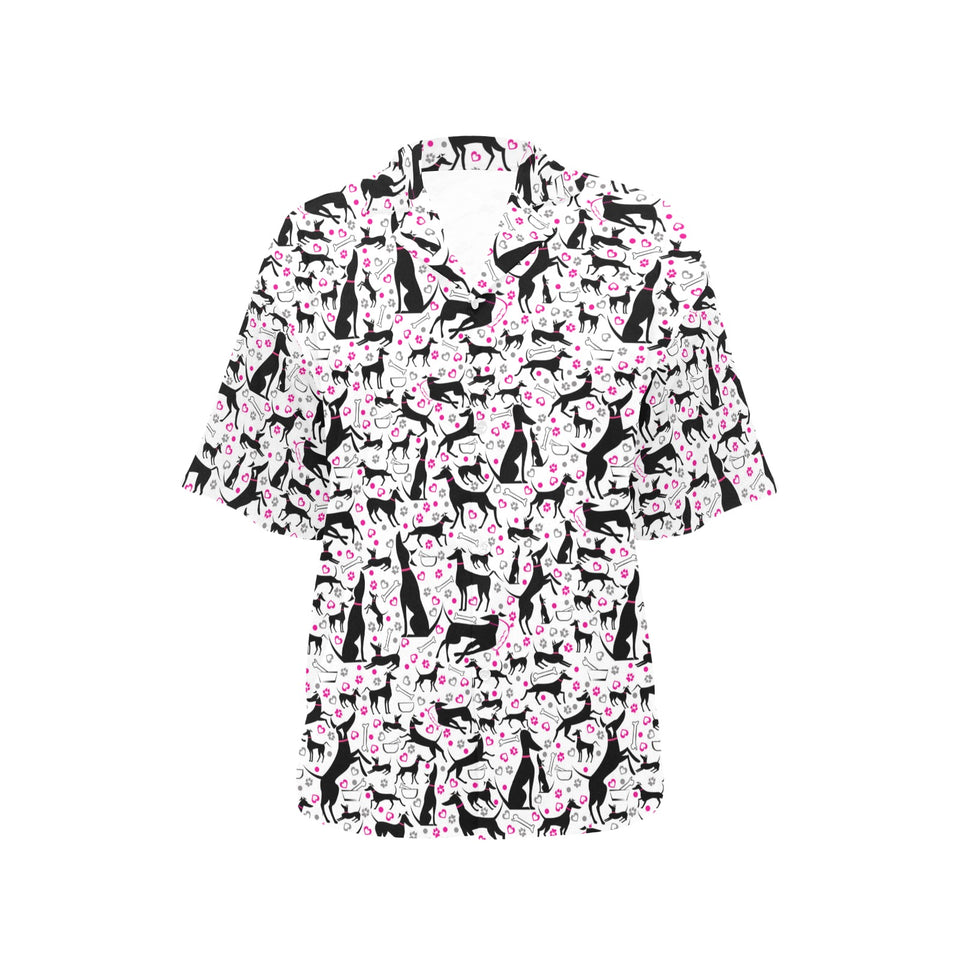 Greyhound Pattern Print Design 02 Women's All Over Print Hawaiian Shirt