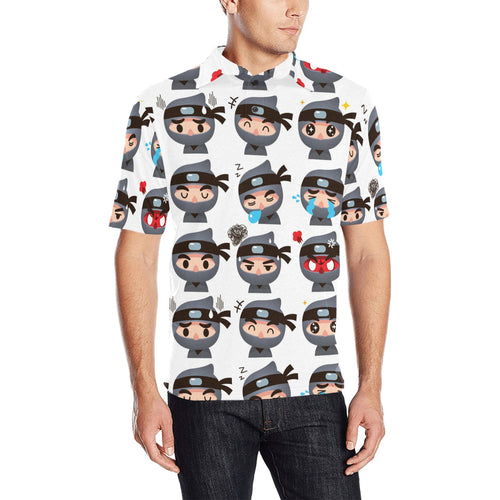 Cute ninja design pattern Men's All Over Print Polo Shirt