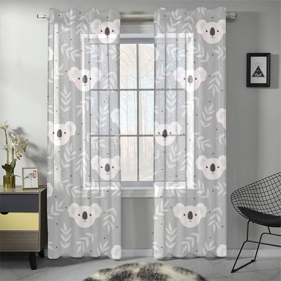 Cute koala leaves pattern Gauze Curtain