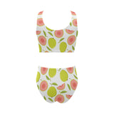 Guava pattern Chest Bowknot High Waisted Bikini Swimsuit