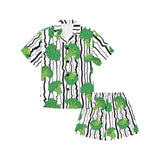 Cool Broccoli pattern Kids' Boys' Girls' V-Neck Short Pajama Set