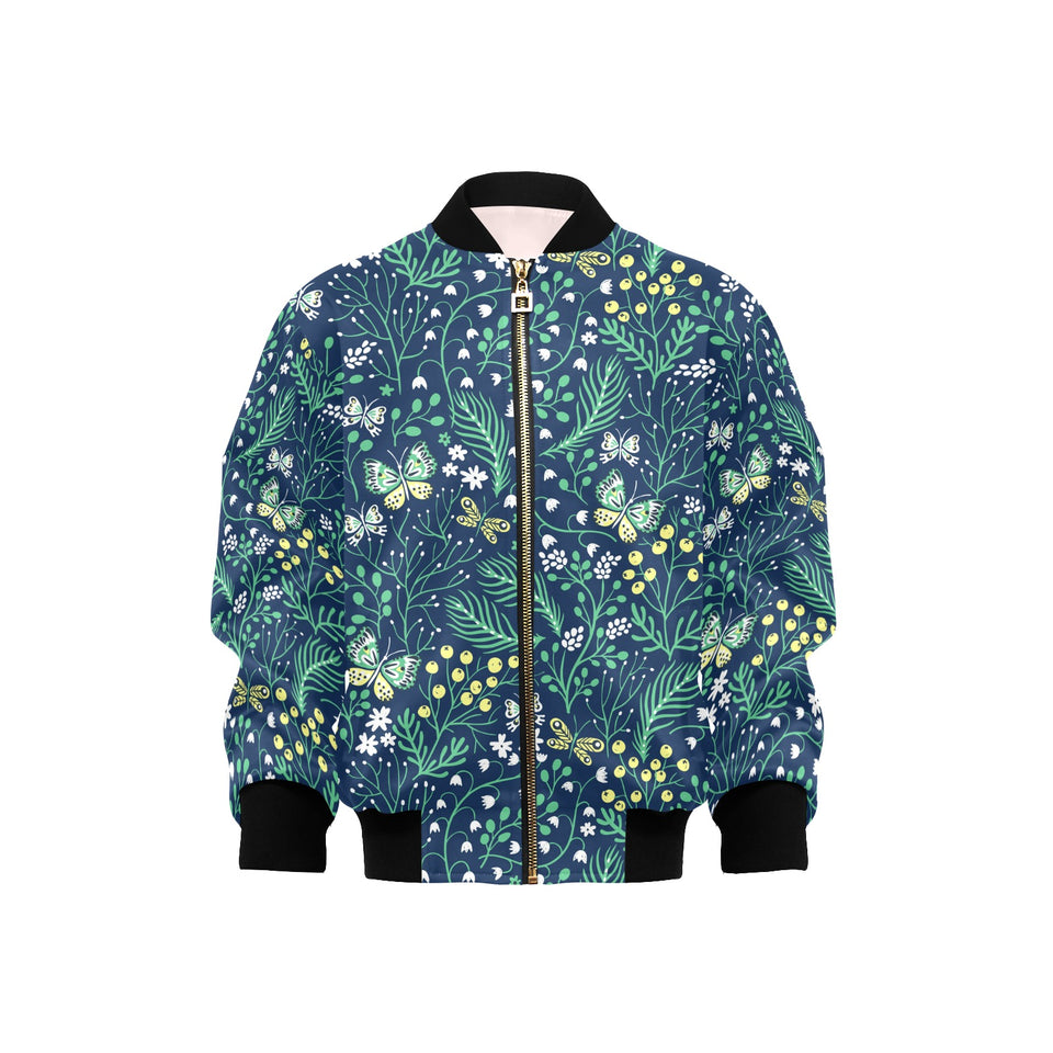 butterfly leaves pattern Kids' Boys' Girls' Bomber Jacket