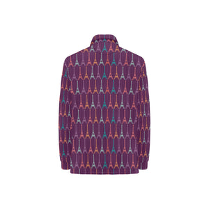 Eiffel Tower Pattern Print Design 05 Women's Long Sleeve Polo Shirt