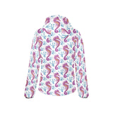 Purple seahorse blue coral pattern Women's Padded Hooded Jacket