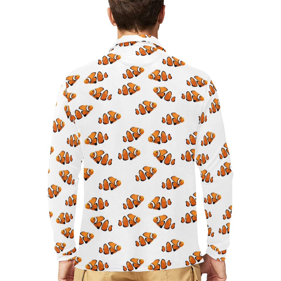 Clown Fish Pattern Print Design 03 Men's Long Sleeve Polo Shirt