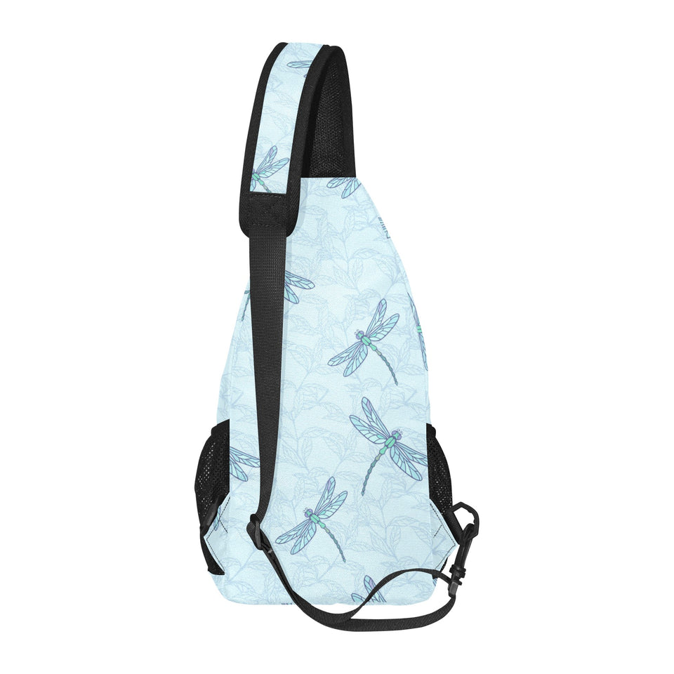 Dragonfly pattern blue background All Over Print Chest Bag