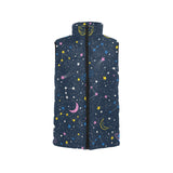 space pattern with planets, comets, constellations Women's Padded Vest