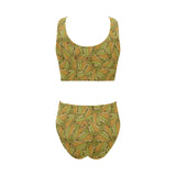 Corn Pattern Print Design 01 Chest Bowknot High Waisted Bikini Swimsuit