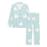 White cute hamsters heart pattern Women's Long Pajama Set