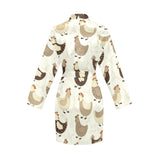 Cute rooster chicken cock Women's Long Sleeve Belted Night Robe