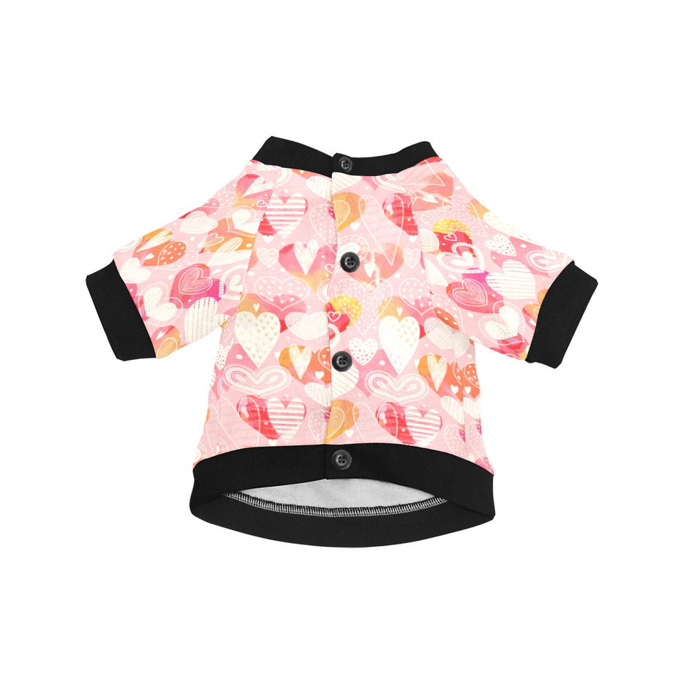 Hand drawn heart design pattern All Over Print Pet Dog Round Neck Fuzzy Shirt