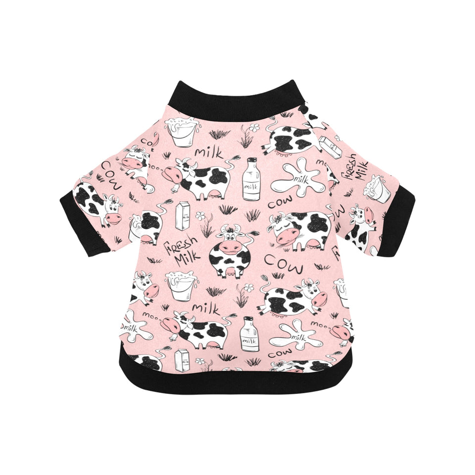 Cows milk product pink background All Over Print Pet Dog Round Neck Fuzzy Shirt