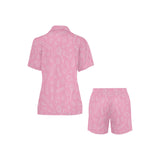 Sweet candy pink background Women's V-Neck Short Pajama Set