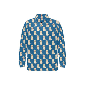 Golden Retriever Pattern Print Design 03 Men's Long Sleeve Polo Shirt