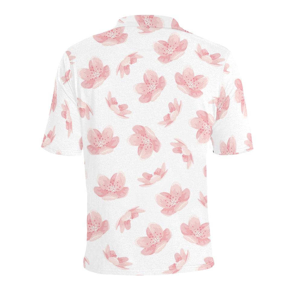 Pink sakura cherry blossom pattern Men's All Over Print Polo Shirt
