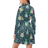 Cactus glass terrarium pattern Women's Long Sleeve Belted Night Robe