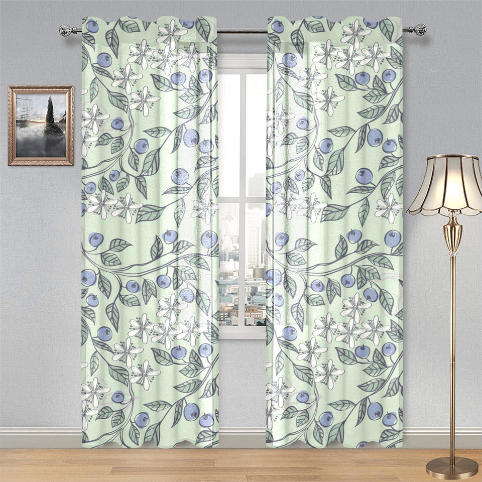 hand drawn blueberry pattern Gauze Curtain