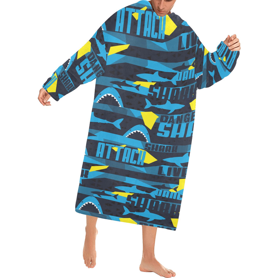 Shark dangerous Blanket Robe with Sleeves