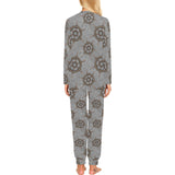 nautical wood steering wheel pattern Women's All Over Print Pajama Set