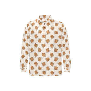 Pancake Pattern Print Design 01 Men's Long Sleeve Polo Shirt