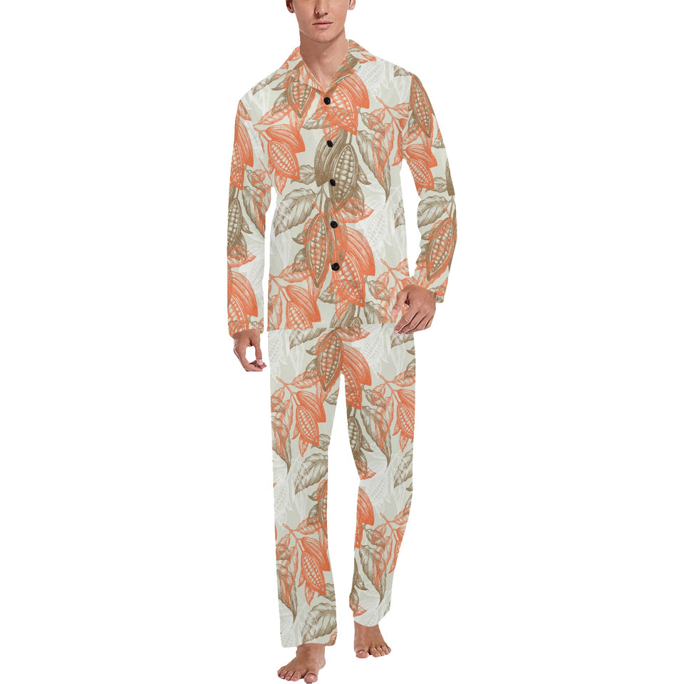 Cocoa beans Cocoa tree pattern Men's Long Pajama Set