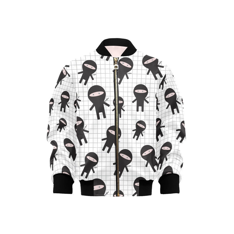 Ninja pattern plaid background Kids' Boys' Girls' Bomber Jacket