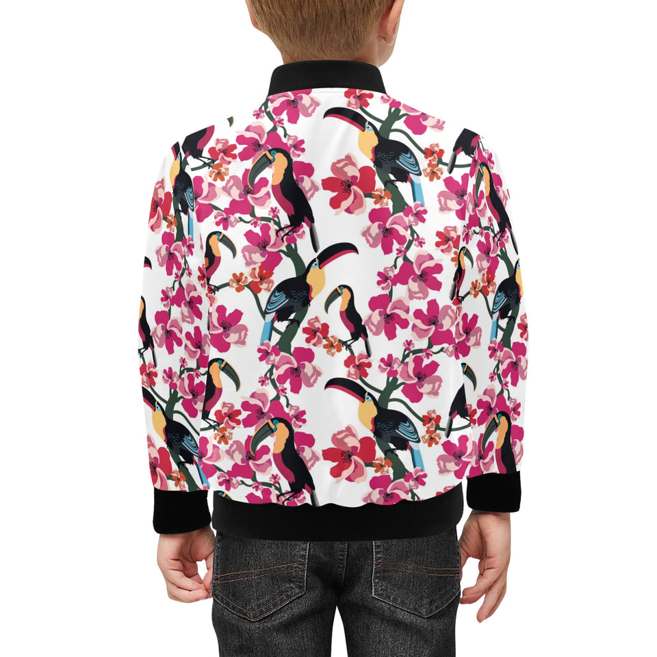 Toucan flower design pattern Kids' Boys' Girls' Bomber Jacket