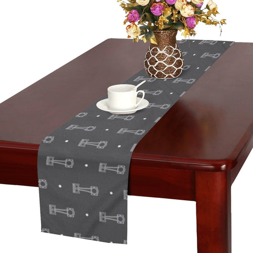 Engine Piston Black Background Pattern Design 02 Table Runner