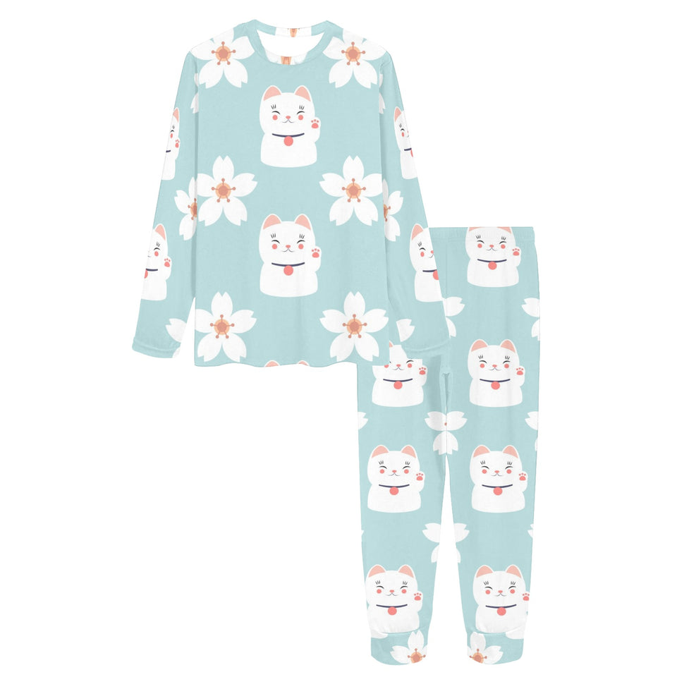 Maneki neko cat sakura Women's All Over Print Pajama Set