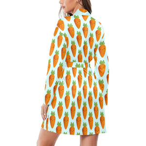 Carrot Pattern Print Design 03 Women's Long Sleeve Belted Night Robe