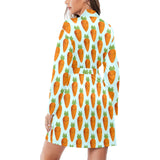 Carrot Pattern Print Design 03 Women's Long Sleeve Belted Night Robe