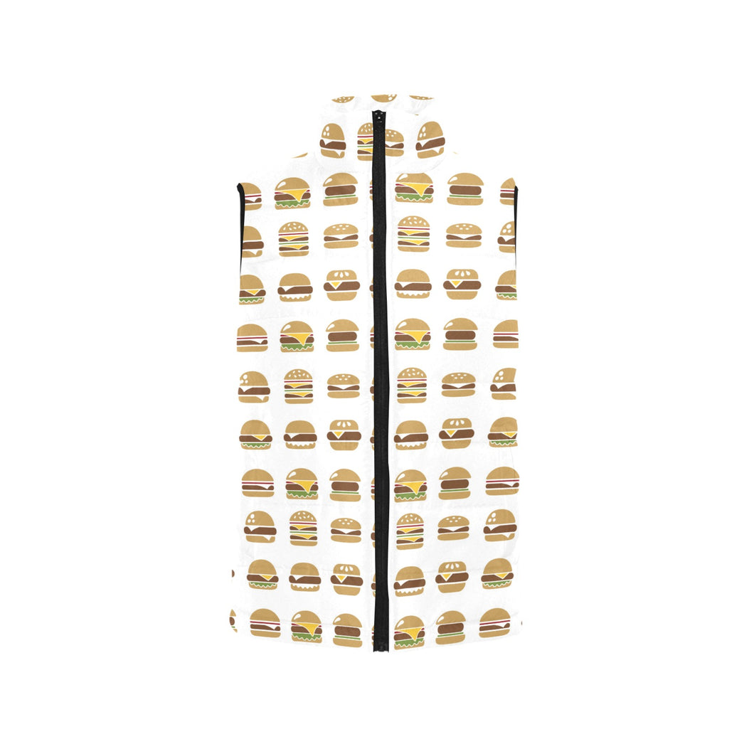 Hamburger Pattern Print Design 02 Women's Padded Vest
