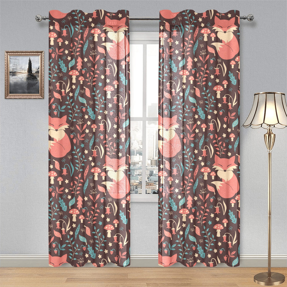 fox leaves mushroom pattern Gauze Curtain