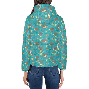 Hedgehog Pattern Print Design 01 Women's Padded Hooded Jacket
